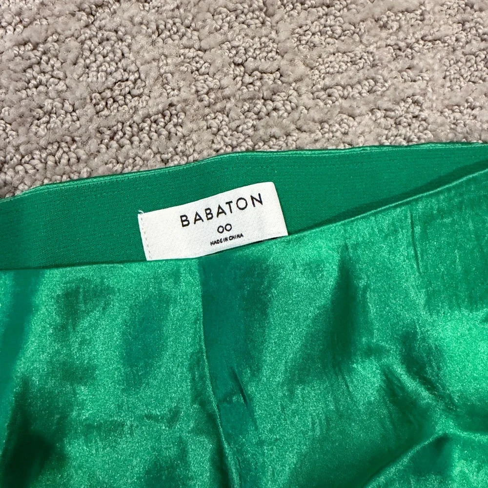 Babaton Slip Satin Green Midi Skirt - Picture 2 of 3
